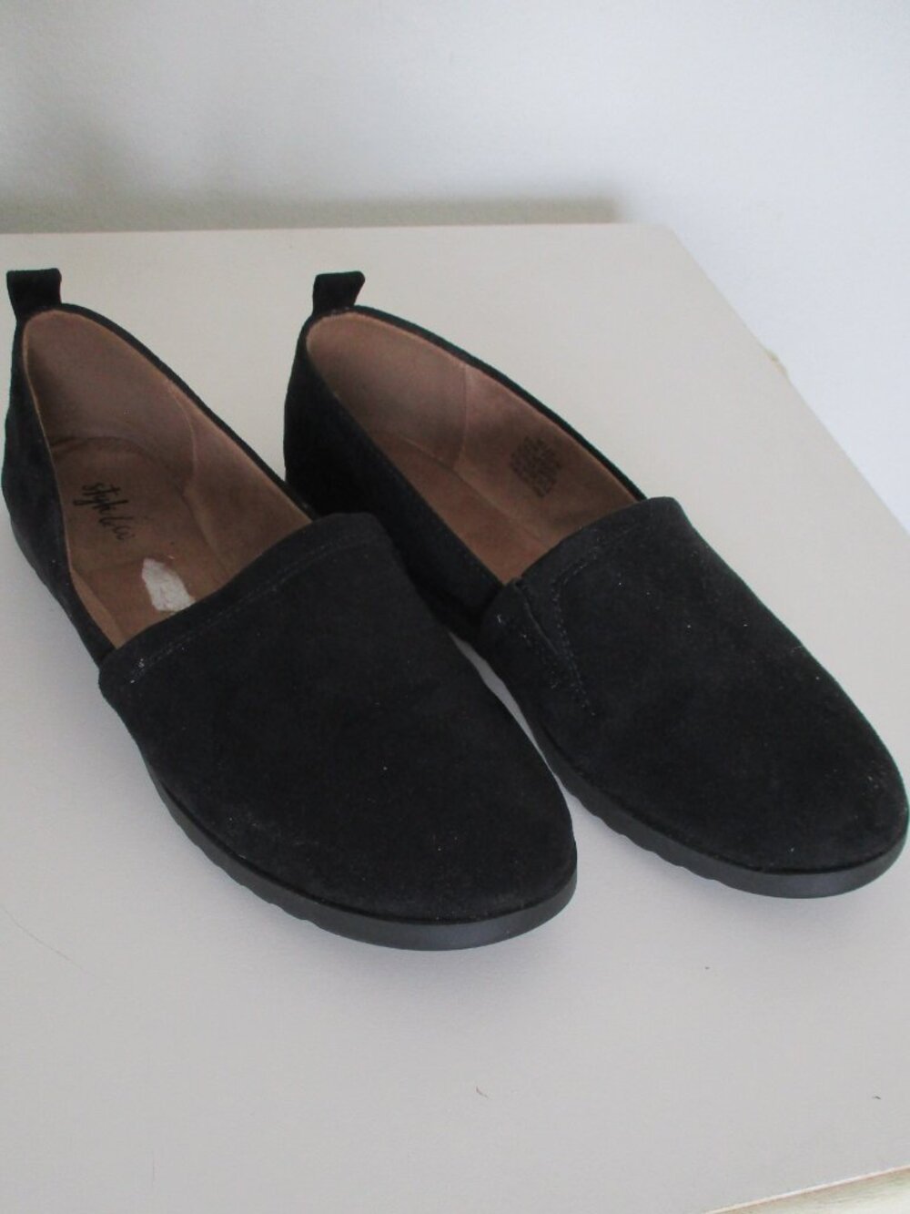 Style & Co. "Nolaa" Womens Black Faux Suede Flat Loafer Shoe - Size 6.5M